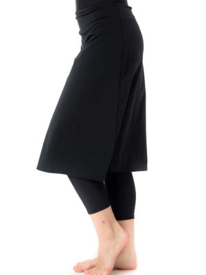 Women’s High Waisted Swim Skirt with Attached Leggings- UPF 50+ Cover Up Swim Skirt with Capris Inserted