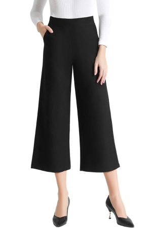 Wide Leg Pants for Women Trousers High Waisted Dress Pants Business Casual Summer Capris Stretch Pull On Work Slacks
