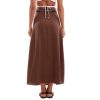 Women's 100% Linen A-line Maxi Skirt with Matching Belt Summer Casual