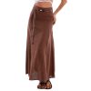 Women's 100% Linen A-line Maxi Skirt with Matching Belt Summer Casual