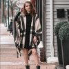 Women's Travel Plaid Shawl Wrap Open Front Poncho Cape for Fall Winter