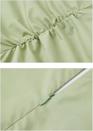 Women's Summer V Neck Puff Sleeve Midi Dress Solid Color Slim Fit Sweet Style Fashion Dresses