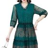 Women's Plus Size Floral Mesh Midi Dress Slimming Wedding Guest Party Dresses