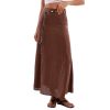 Women's 100% Linen A-line Maxi Skirt with Matching Belt Summer Casual