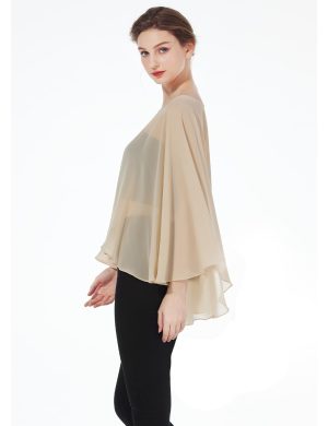 Women Poncho Cape High Low Chiffon Shawls Wraps Scarves Capelets for Evening Dress Bridal Wedding Party