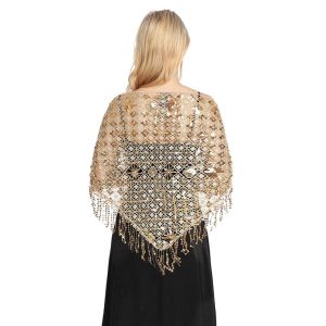 Sequin Shawls and Wraps for Evening Dresses 1920s Shawl Wrap Lace Scarf Wedding Sparkly Cape Cover Up for Evening Wear