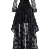 Women's Steampunk Victorian Off Shoulder Corset Top With High Low Skirt