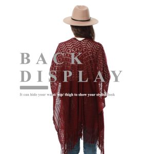 Knit Shawl Wraps Tassel Open Front Poncho Cape for Women, Ladies Fringed Knitted Cardigan for Fall Winter
