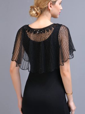 1920s Women’s Shawl Wraps Sequin Beaded Bridal Shawls Flapper Evening Cape