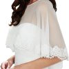Women Lace Shawl Wrap for Bride with Embroidered Lace Tulle Wedding dress cover up