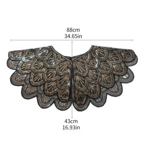 1920s Shawl Wraps Women's Sequin Beaded Bridal Shawl Gatsby Cape Evening Bolero Wedding Party Bridal Cover Up