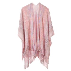 Women's Knit Shawl Wraps, Knitted Poncho Cape Open Front Cardigan Sweater with Tassel for Spring Fall Winter