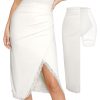 Midi Skirts for Women Lace Shapewear Split Satin High Waisted Bodycon Long Skirt Built-in Tummy Control