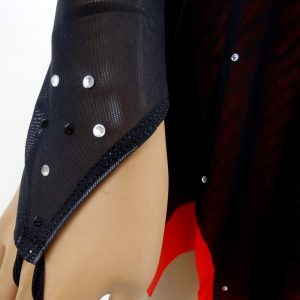 Black Red Figure Skating Costumes - Custom Made Skating Skirts & Long Sleeve Ladies' Costumes