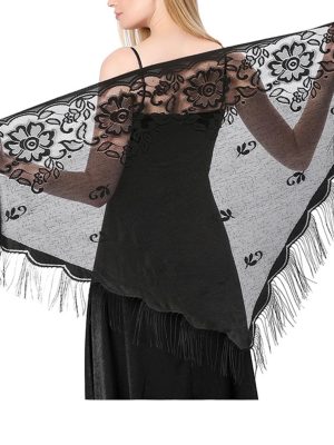 Shawl Wraps for Women New Nylon Hollow Solid Color Breathable Tassel Triangle Scarf Shawl