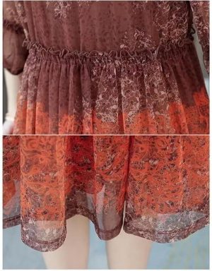 Women's Plus Size Floral Mesh Midi Dress Slimming Wedding Guest Party Dresses