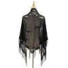 Shawl Wraps for Women New Nylon Hollow Solid Color Breathable Tassel Triangle Scarf Shawl