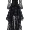 Women's Steampunk Victorian Off Shoulder Corset Top With High Low Skirt