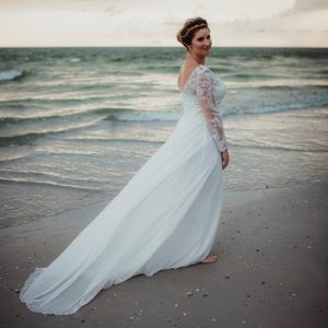 Wedding Dresses for Bride 2025 with Lace Appliques Chiffon A Line Women Dress Long Sleeves Beach Bride Dress