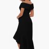 Women's Sweetheart Neckline Off-Shoulder Crepe Midi Dress with Hanky Hem