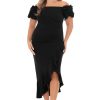 Women's Size Off The Shoulder Ruffle Sleeve Midi Dress (Plus)