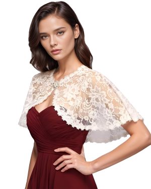 Women's Lace Appliques Shawls Wedding Bridal Cape Shoulder Covers Bolero