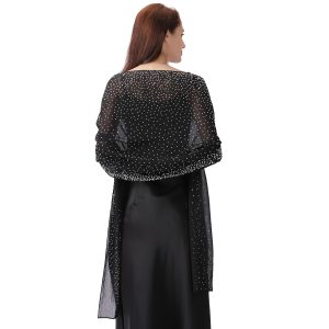Shawl and Wraps for Evening Dresses, Soft Sheer Chiffon Sparkly Rhinestone Wedding Scarf Formal Shawl Wraps for Women