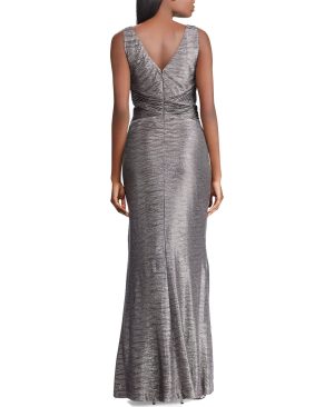 Womens Dilamana Gathered Sleeveless Evening Dress Gray 6