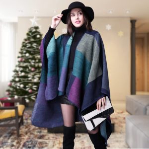 Pashmina Shawls and Wraps, Warm Knit Ruana Ponchos for Women, Open Front Cardigan Shawl Poncho Sweater Women
