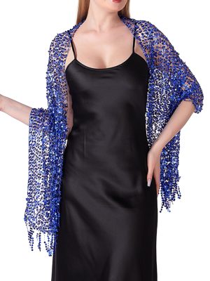 Elerevyo Women Sequin Shawls and Wraps for Evening Dresses, Fringed Sparkly Dressy Scarf for Wedding Party