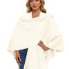 Womens Large Cross Front Poncho Sweater Wrap Topper Knitted Elegant Shawls Cape for Fall Winter