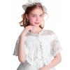Girl's Elegant Lace Bridal Wedding Shawls, White Floral Embroidered Shrug Bolero Cape Guest Flower Girls
