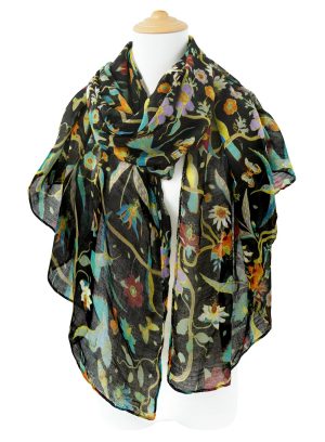 Scarfs for Women Lightweight Floral Birds Print Cotton Scarves and Wraps for Summer Shawl