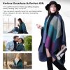 Pashmina Shawls and Wraps, Warm Knit Ruana Ponchos for Women, Open Front Cardigan Shawl Poncho Sweater Women