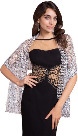 Sparkling Metallic Shawls and Wraps with Buckle for Evening Party Dresses Wedding Party