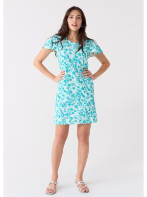 Ruffle Short Sleeve Dress - 50+ UPF Sun Protection Resort Wear, Casual Sun Dress