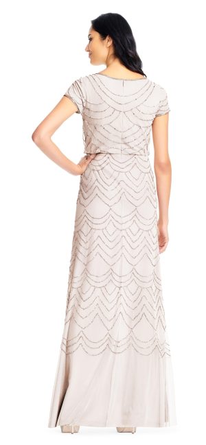 Women's Short Sleeve Blouson Beaded Gown