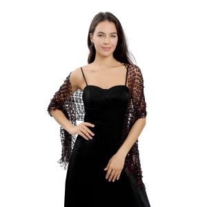 Women's Long Sequin Shawls 1920s Scarf Mesh Glittering Wedding Cape Fringed Evening Wrap Formal Harlem Night