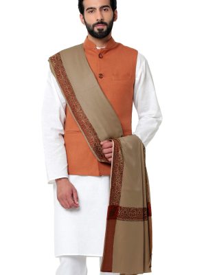 Men's Woven Border Woollen Lohi Meditation Shawl Wrap