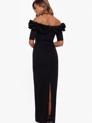 Women's Long Off The Shoulder Scuba Crepe Dress (Reg and Petite)