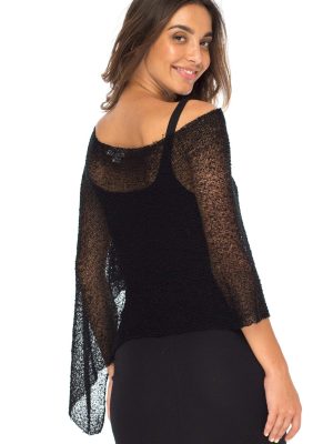 Womens Sheer Poncho Shrug Bolero, Lightweight Summer Shrug Pullover Sweater