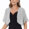 Women Shrug Soft Chiffon Open Front Sheer 3/4 Sleeve Bolero Cardigan for Evening Dress