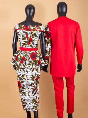 Dashiki African Dresses for Women Top and Split Skirts Matching Men Shirts and Pants Sets Couple Outfits