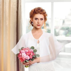 2 Pack Chiffon Capelet, Soft Chiffon Shawls Wraps Shrug for Wedding Evening Dress, 1920s Flapper Cape Cover Up for Women, Black