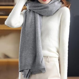 Faux Cashmere Warm DualPurpose Shawl Scarf Cardigan Women's Winter Soft Lightweight Shrug Wraps with Sleeves