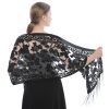 Women's Floral Lace Scarf Shawl with Tassels Soft Mesh Fringe Shawls and Wraps for Wedding Evening Party Dresses