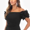 Women's Size Off The Shoulder Ruffle Sleeve Midi Dress (Plus)
