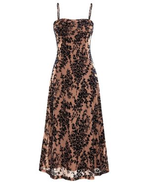 Women's Summer Dress Sleeveless Spaghetti Strap Midi Dress Sexy Cowl Neck Floral Cocktail Dress Party Dresses