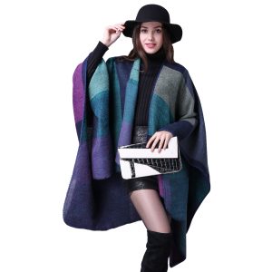 Pashmina Shawls and Wraps, Warm Knit Ruana Ponchos for Women, Open Front Cardigan Shawl Poncho Sweater Women