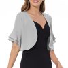 Women Shrug Soft Chiffon Open Front Sheer 3/4 Sleeve Bolero Cardigan for Evening Dress